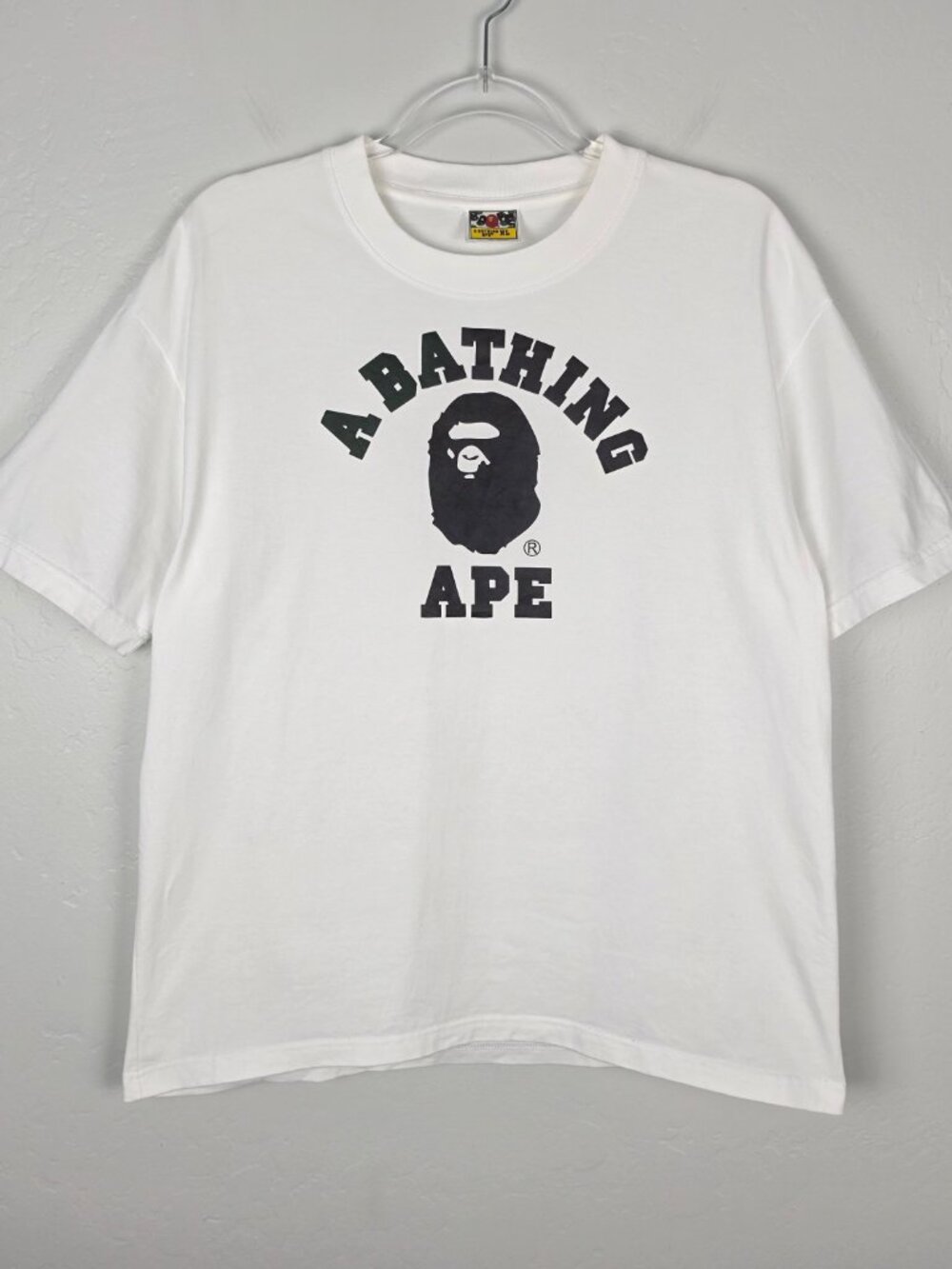 A Bathing Ape Bape Short Sleeve Graphic T-Shirt Cotton White Size XL *read*